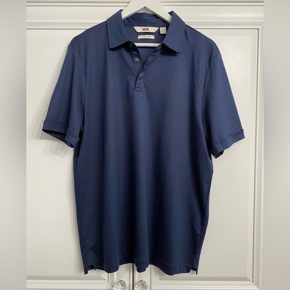 Joseph Abboud Men’s Large Navy Blue Short Sleeve Liquid Soft Polo Shirt Golf